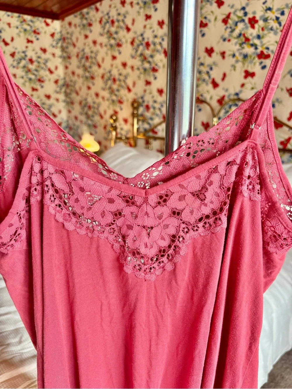 victoria’s secret deep rose lace slip dress y2k romantic coquette cottagecore L